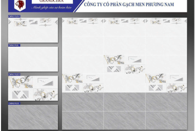Gạch men Ceramic 30cmx60cm sọc trắng x&aacute;m PN HP CMN 3702